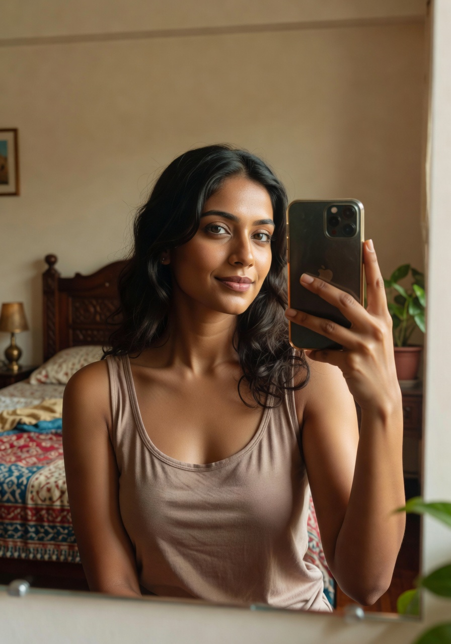 Meera from Ahmedabad Bedroom Selfies (10 Pics)