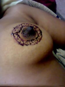 busty babe henna boob tattoo