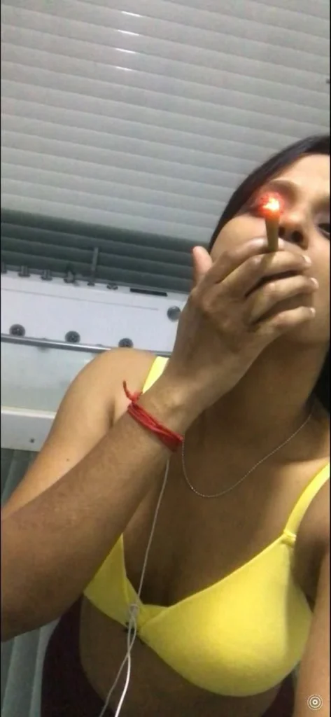 girlfriend smoking weed
