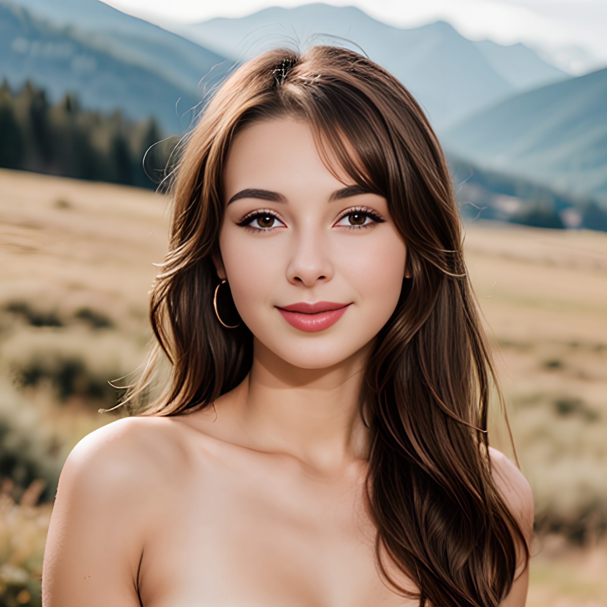 bangs hair mountains