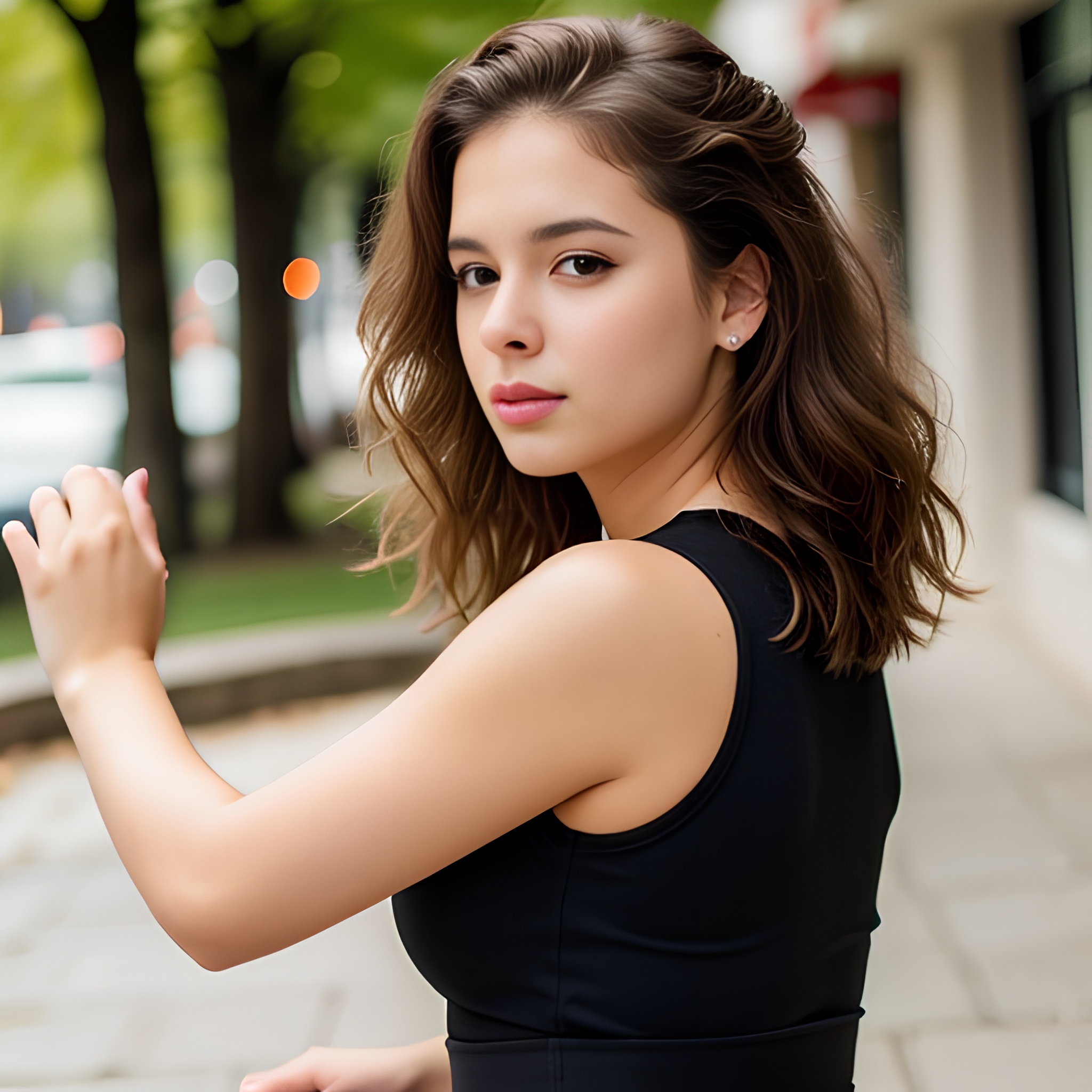 bangs hair yoga pants