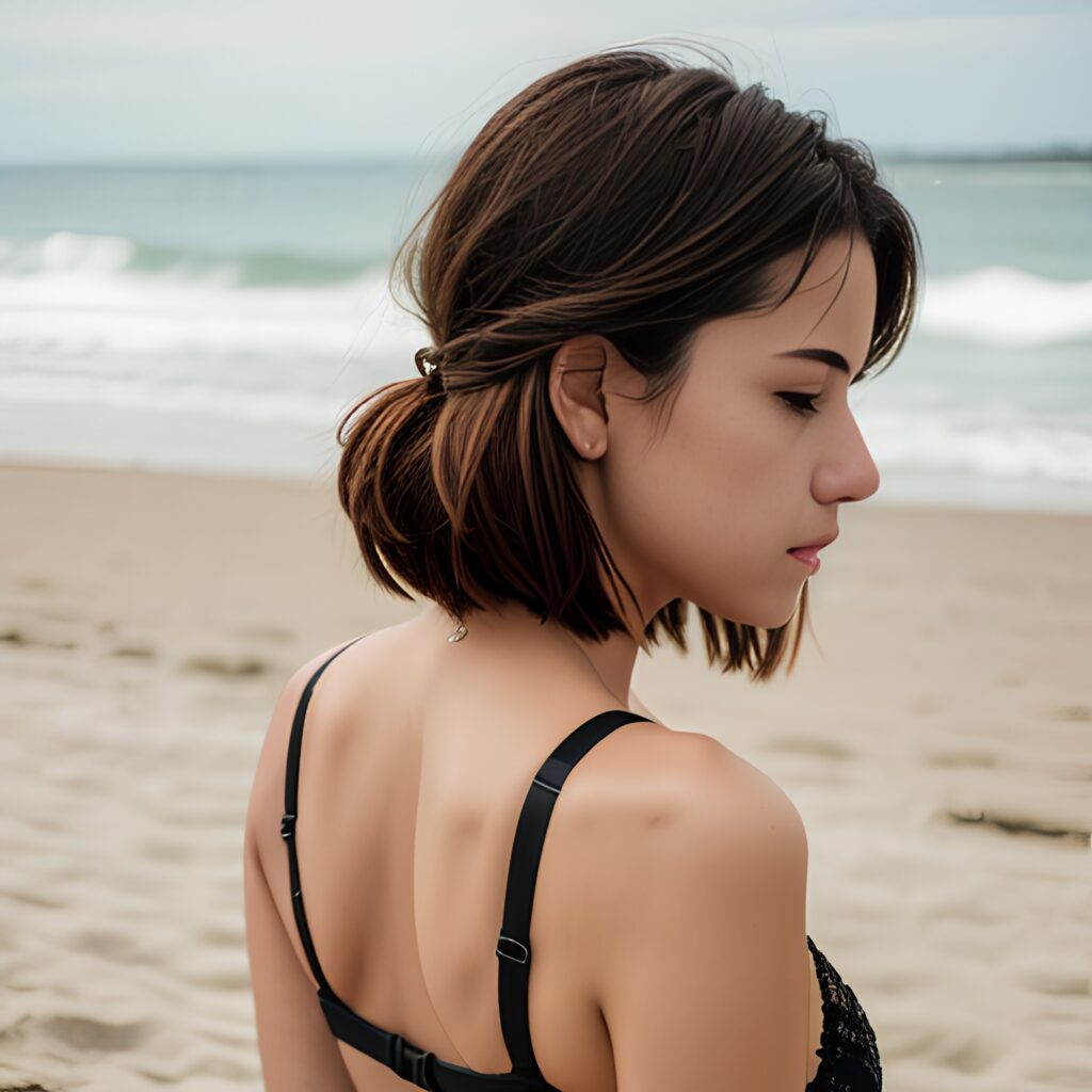 beach bra back bangs hair 