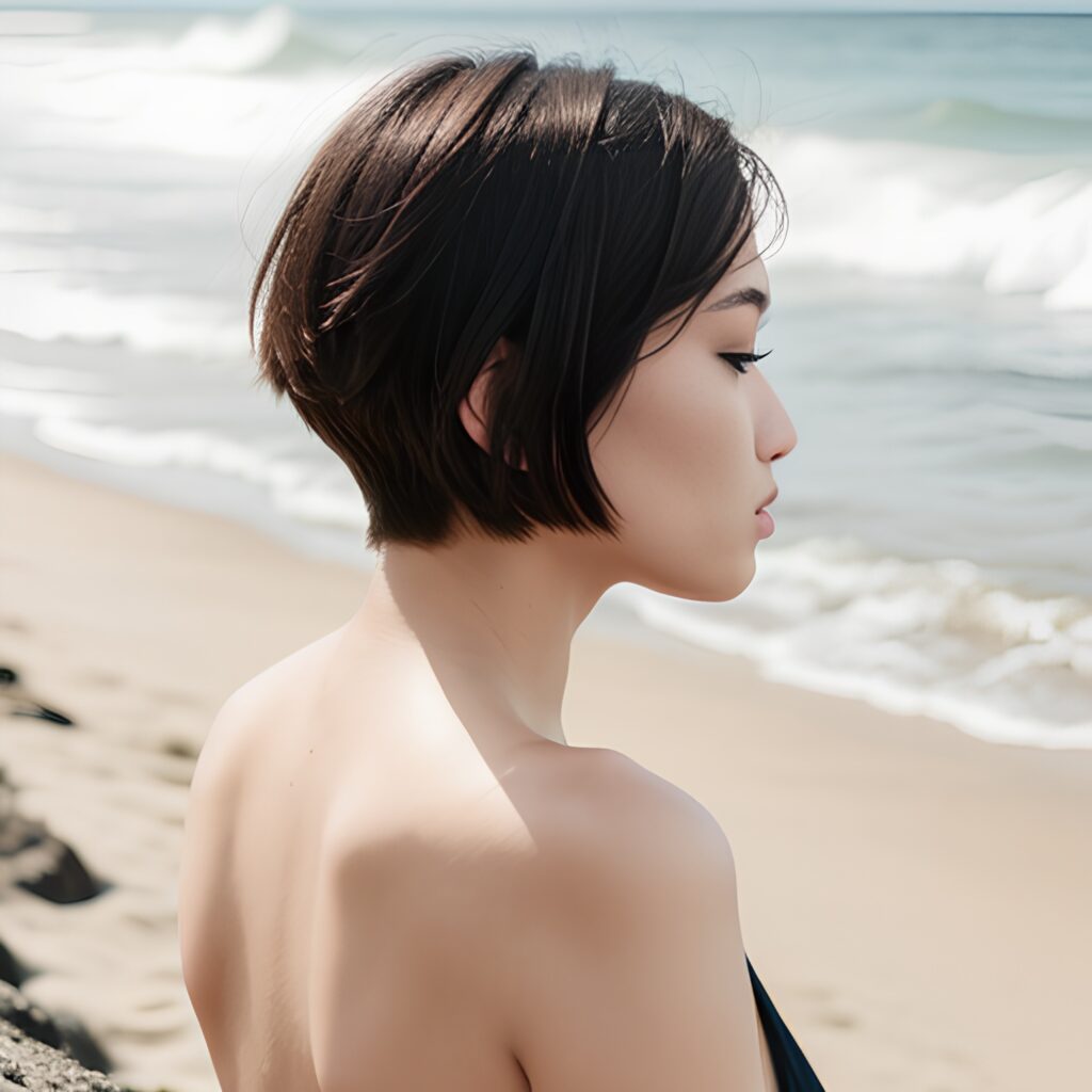 beach pixie haircut cum on body 