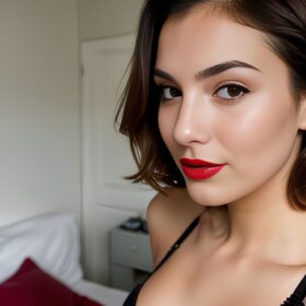 bedroom bra close lipstick