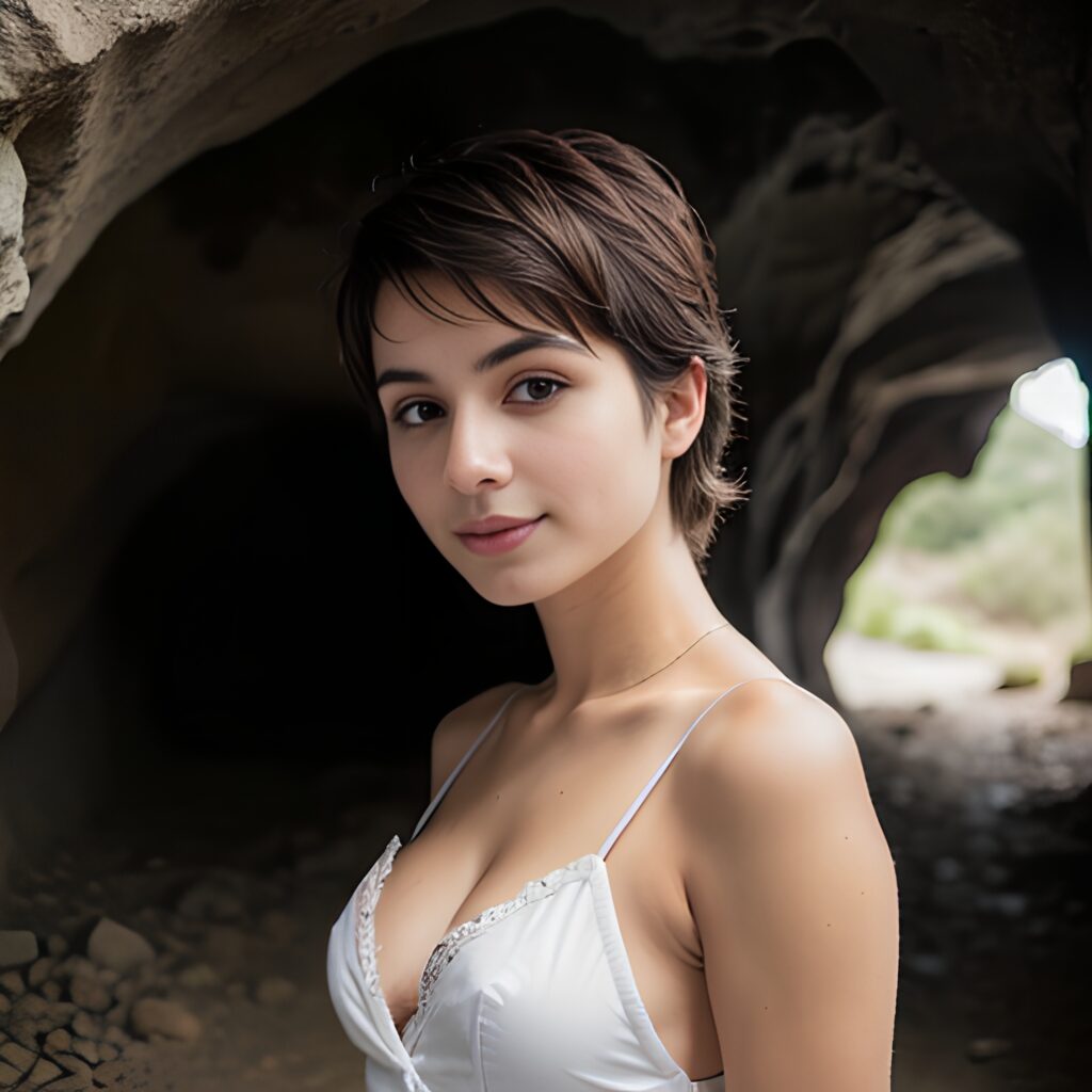 cleavage cave messy hair 