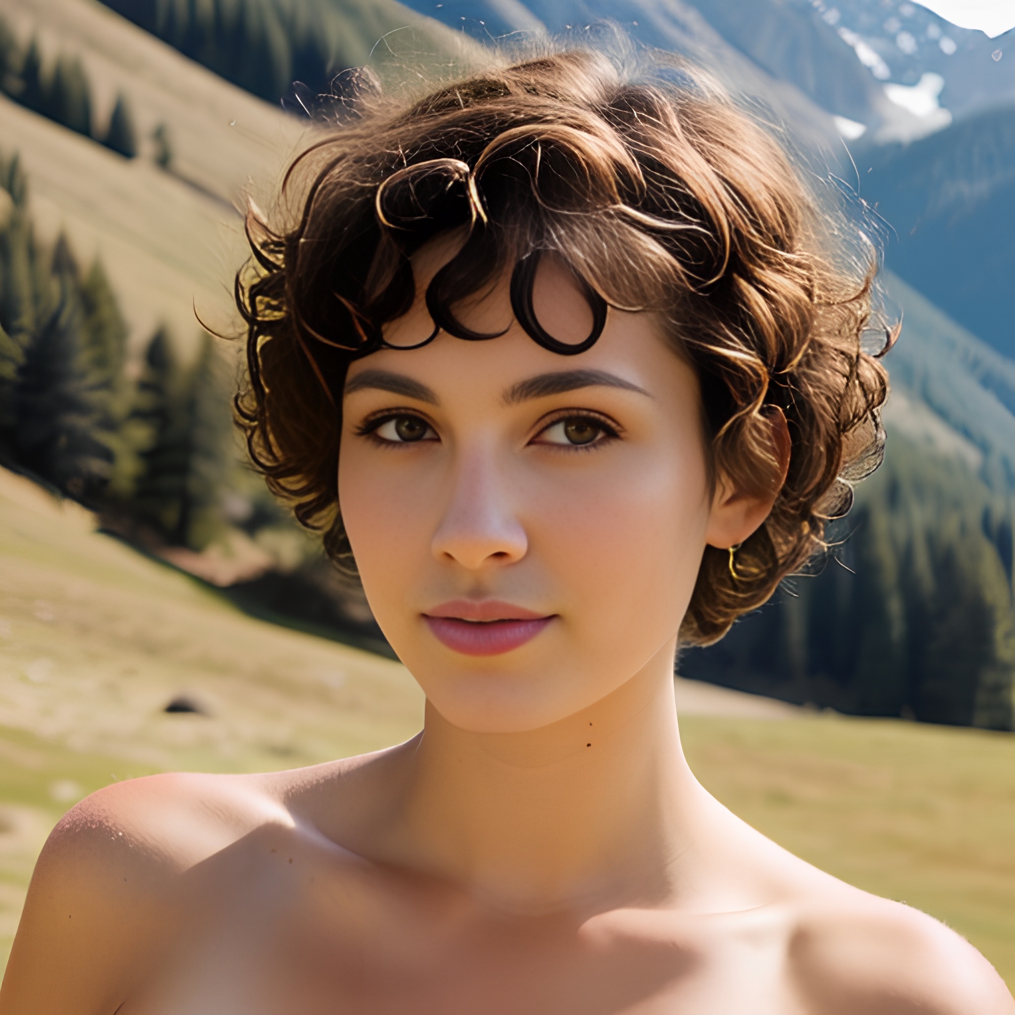 curly hair mountains front pixie haircut 