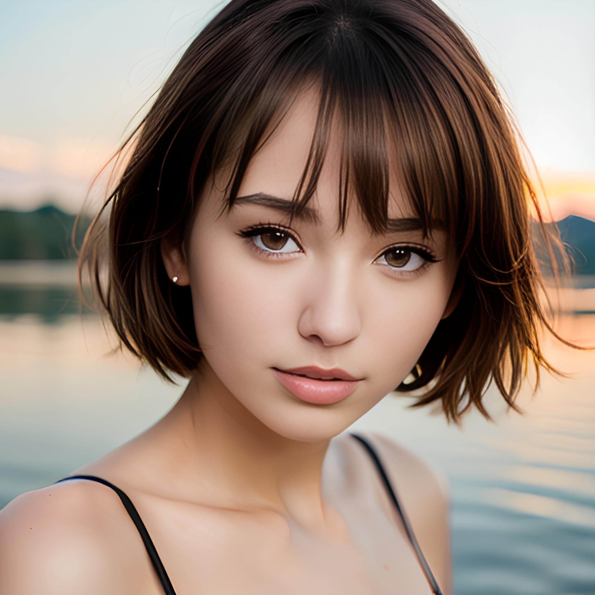 lake close messy hair