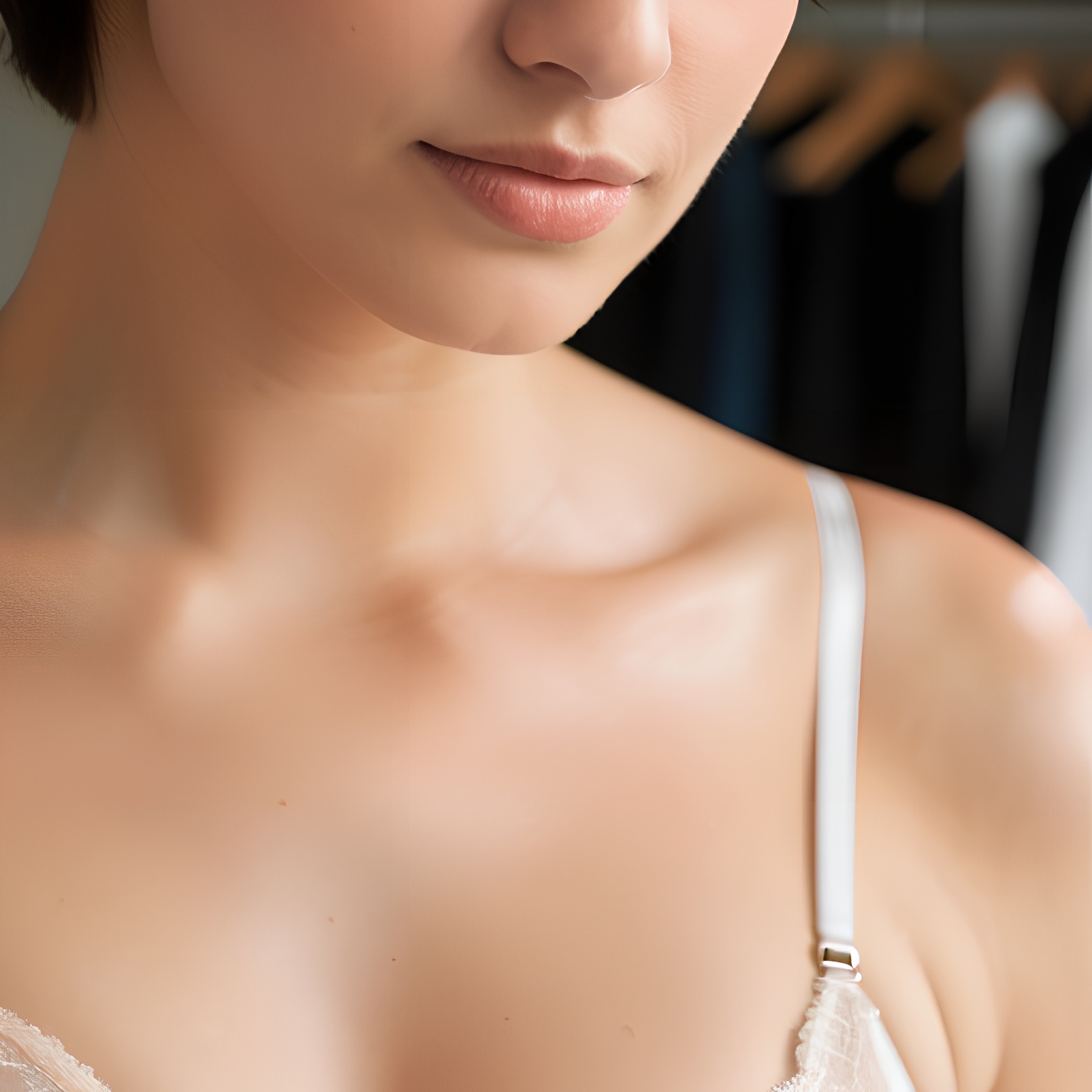 lingerie changing room short hair close 