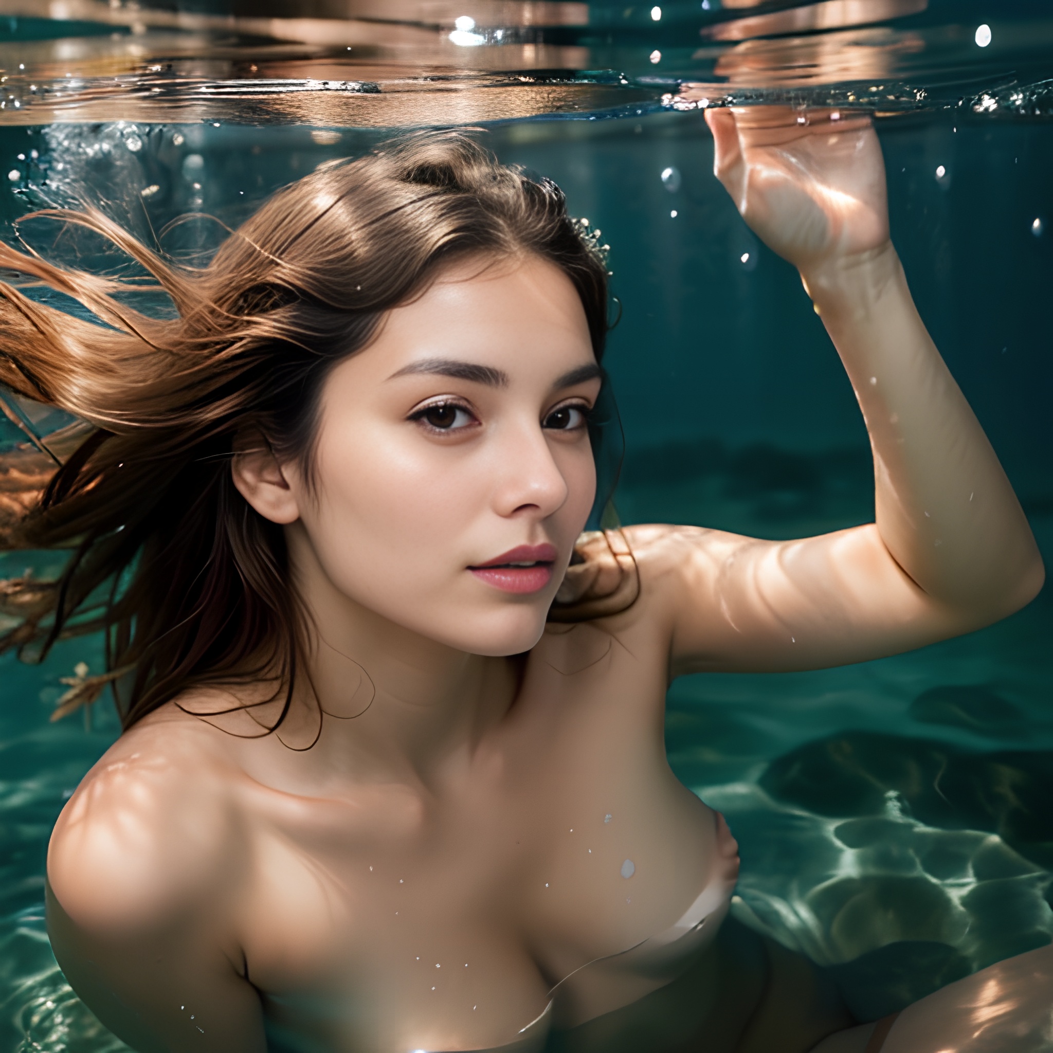 messy hair underwater