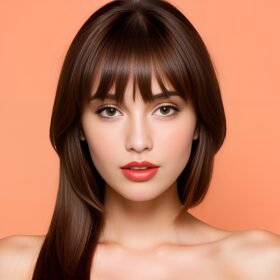 middle eastern beautiful bangs hair lipstick