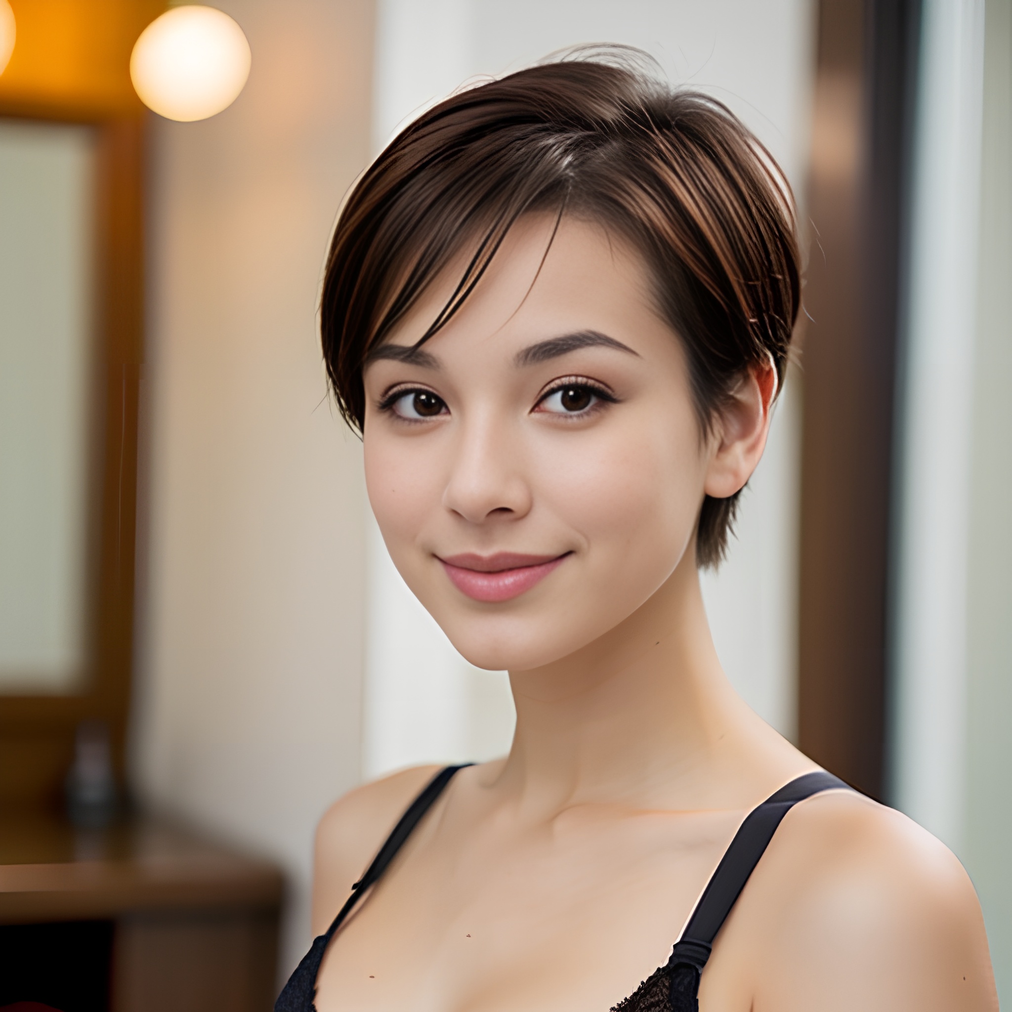 pixie haircut push up bra