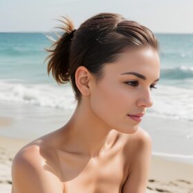 ponytail haircut short hair beach