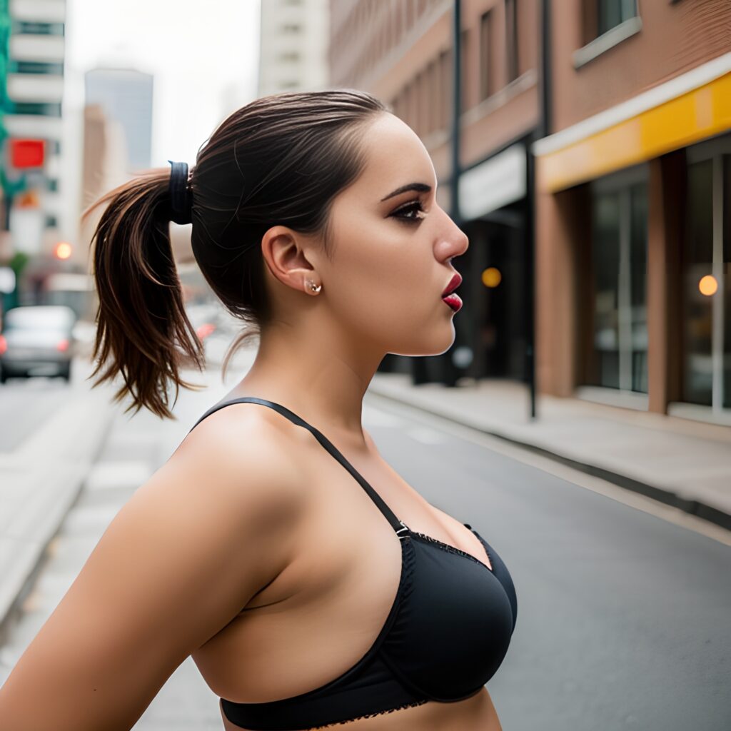 side ponytail haircut street bra 