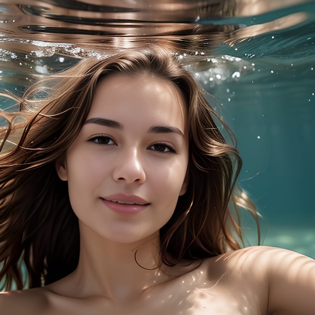 underwater close messy hair 