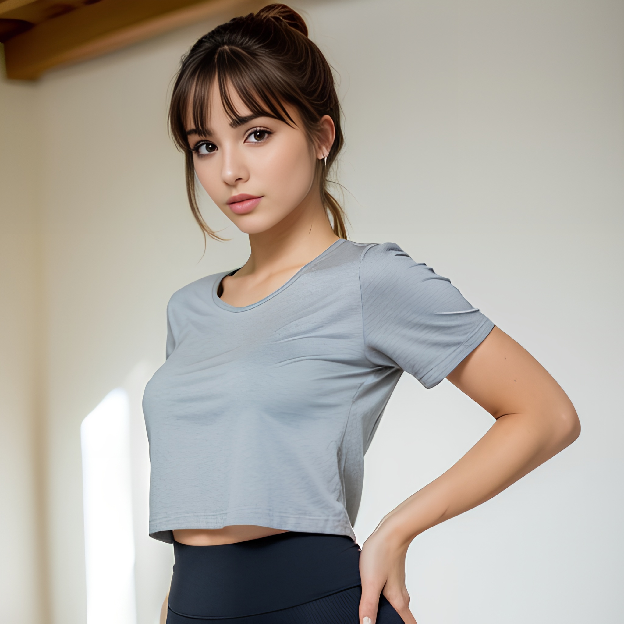 yoga pants blowjob cum on body