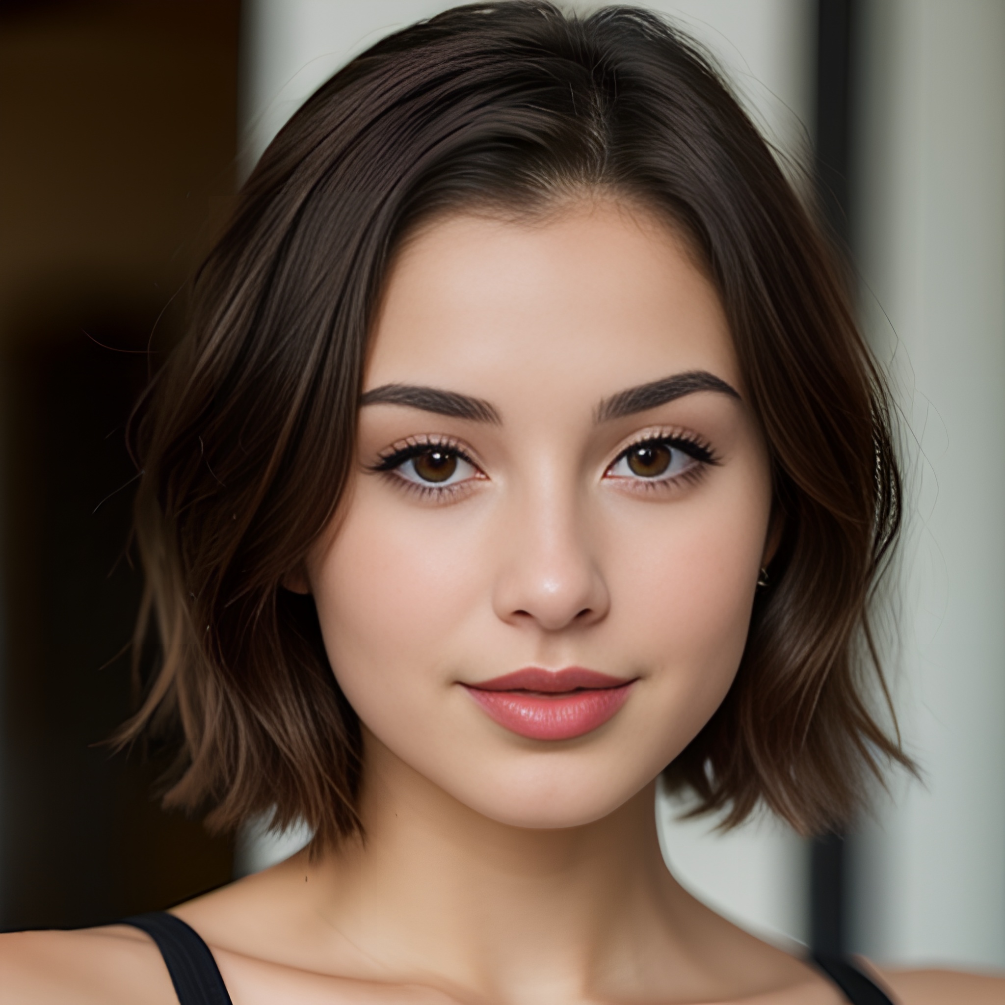 yoga pants close pixie haircut