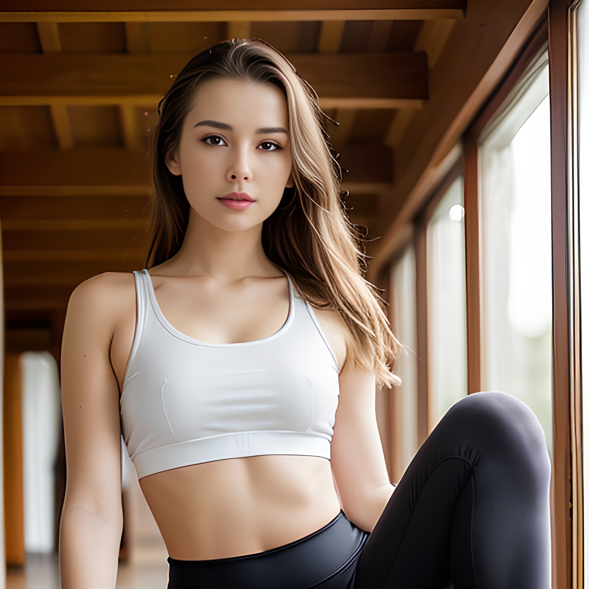 yoga pants cum on face