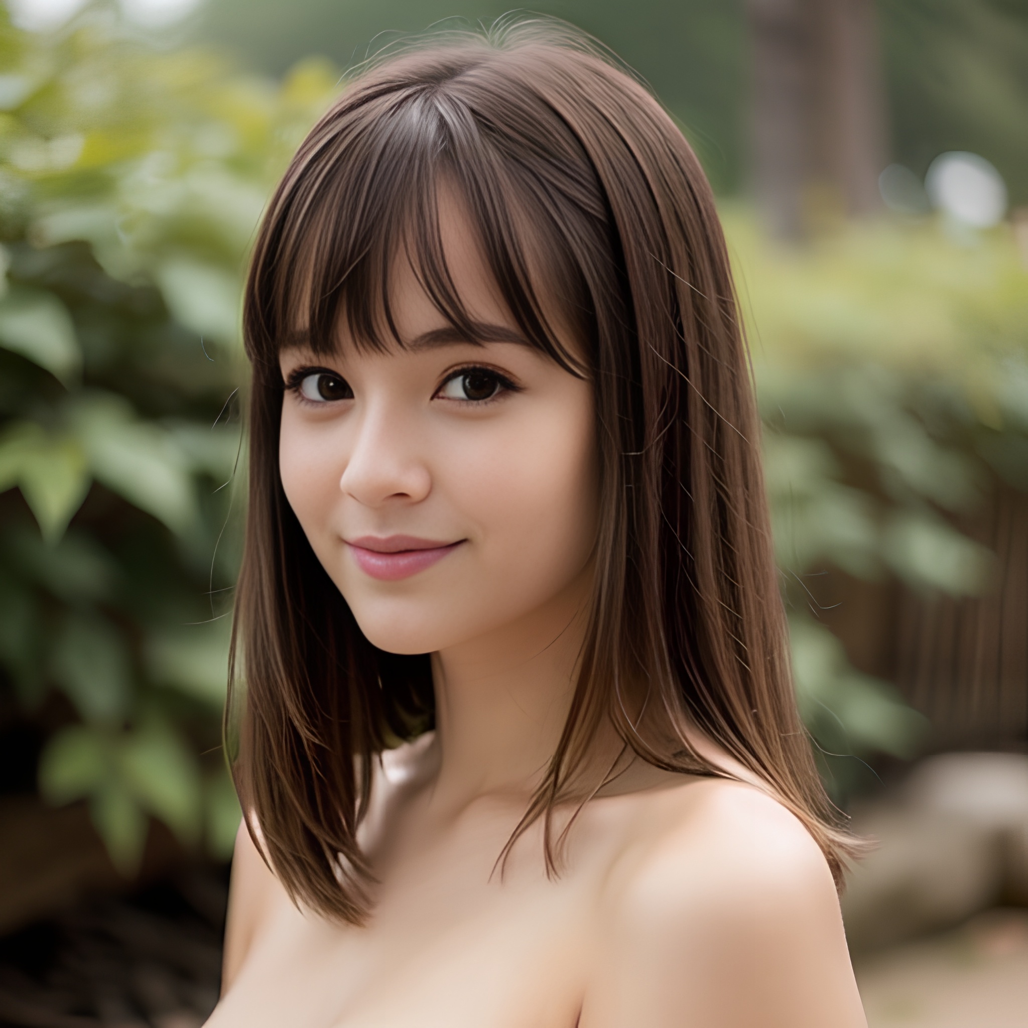 bangs hair cum on face