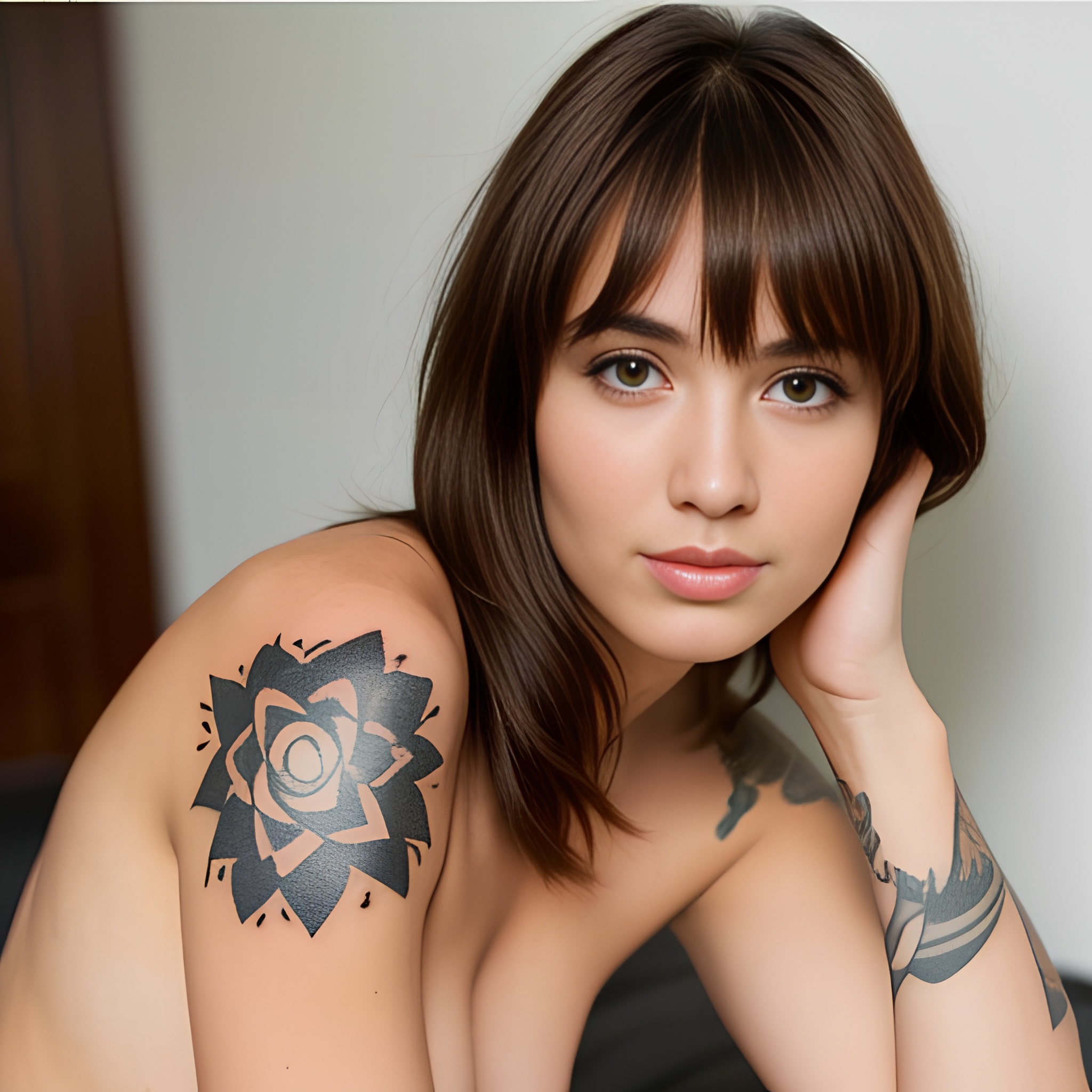 bangs hair tattoo 