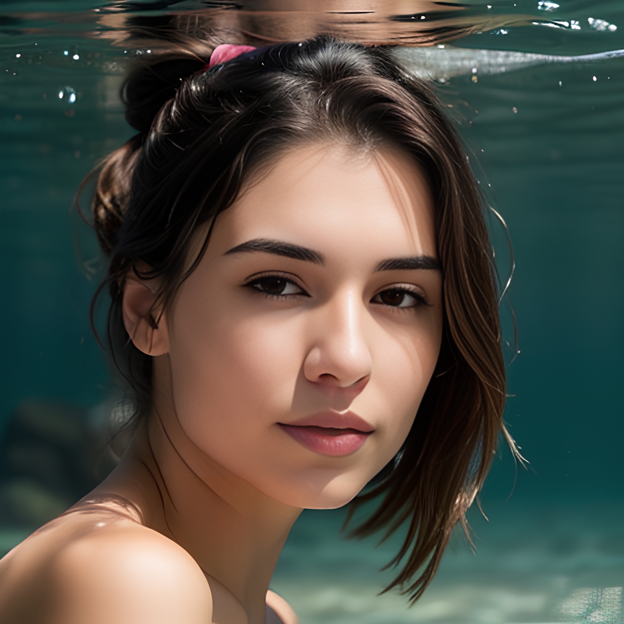 close underwater ponytail haircut