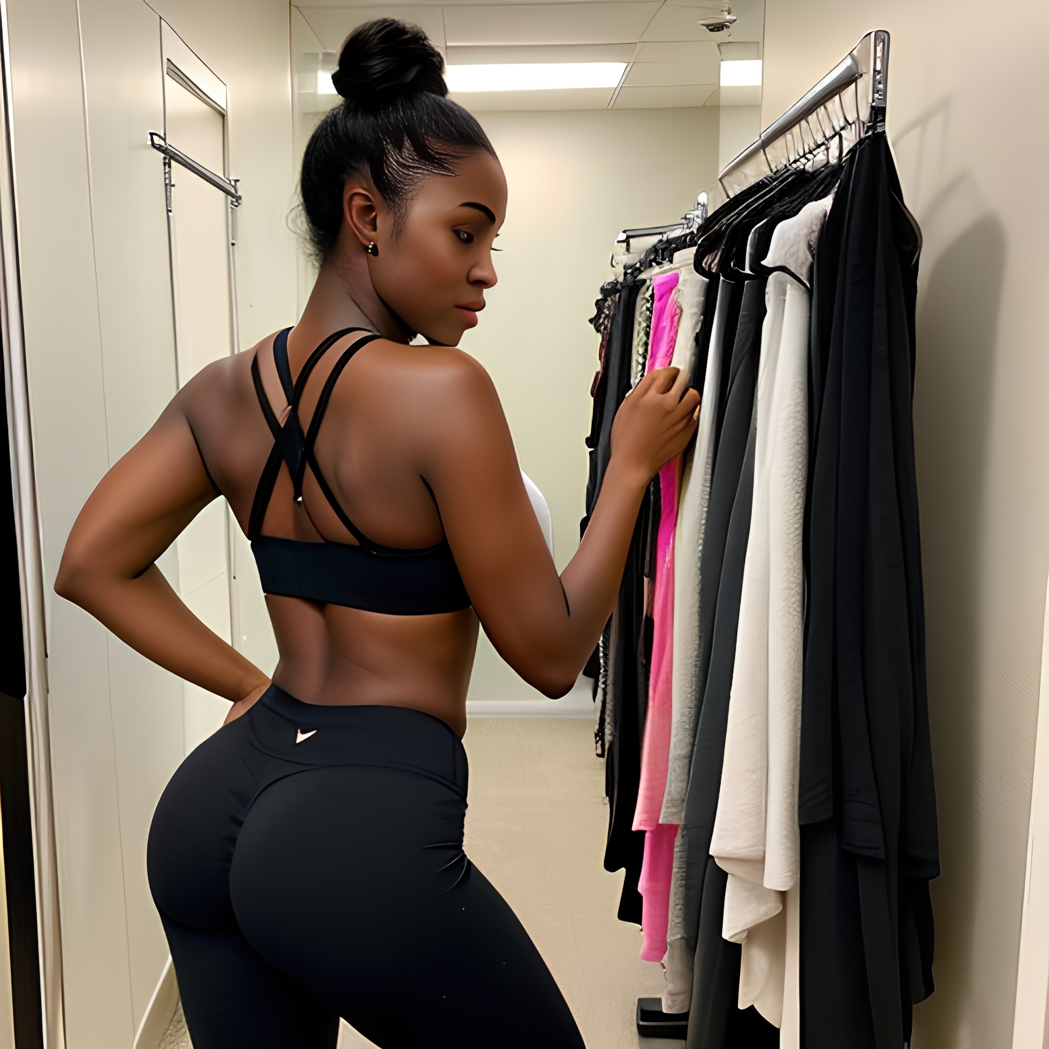 darker skin yoga pants indonesian changing room 