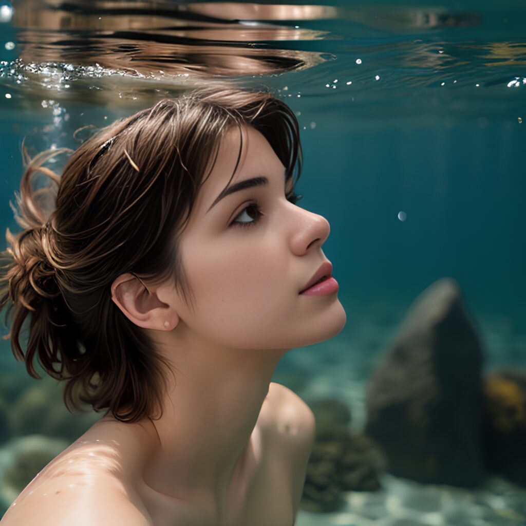 filipina messy hair close underwater 