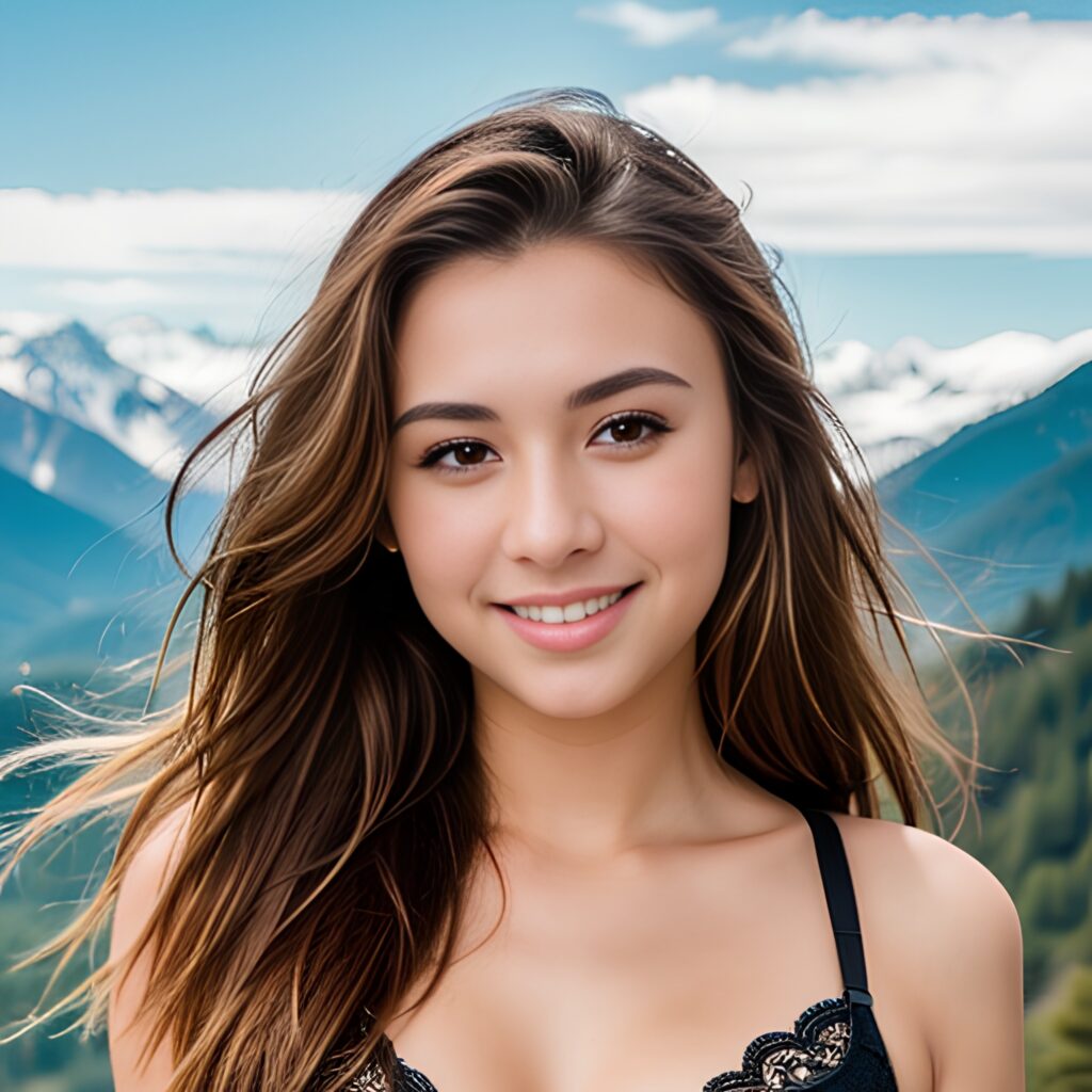 front mountains messy hair bra 