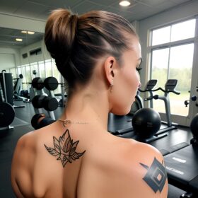 gym arabic ponytail haircut tattoo