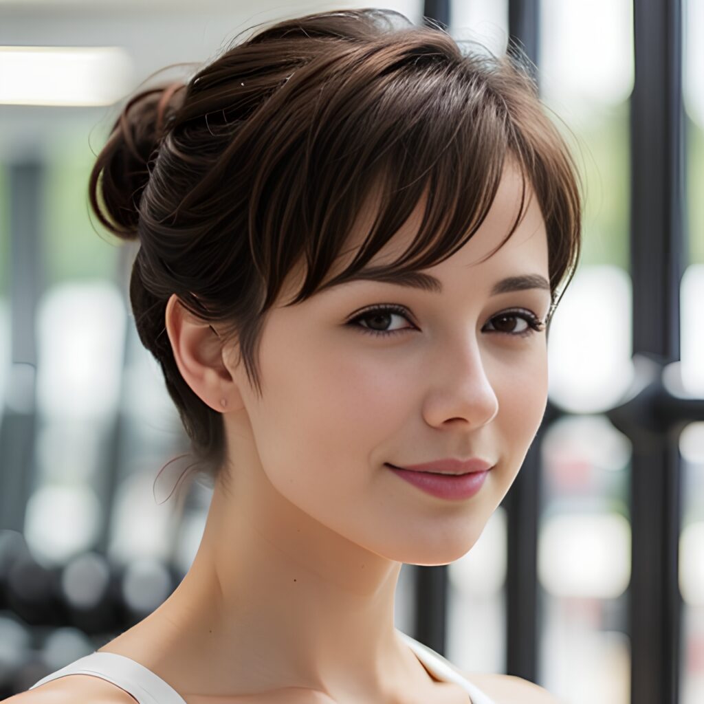 gym bangs hair side 