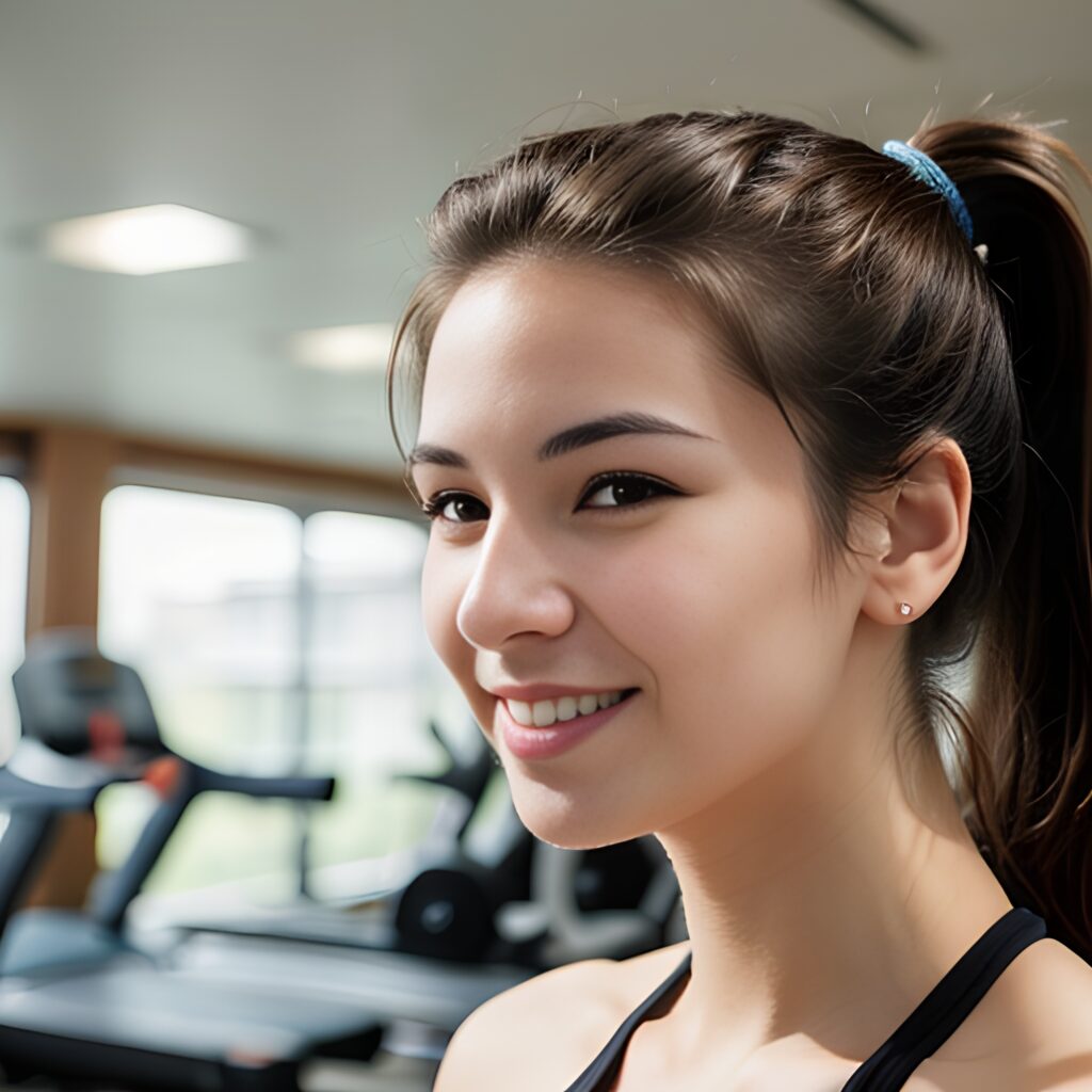 gym ponytail haircut bikini side 