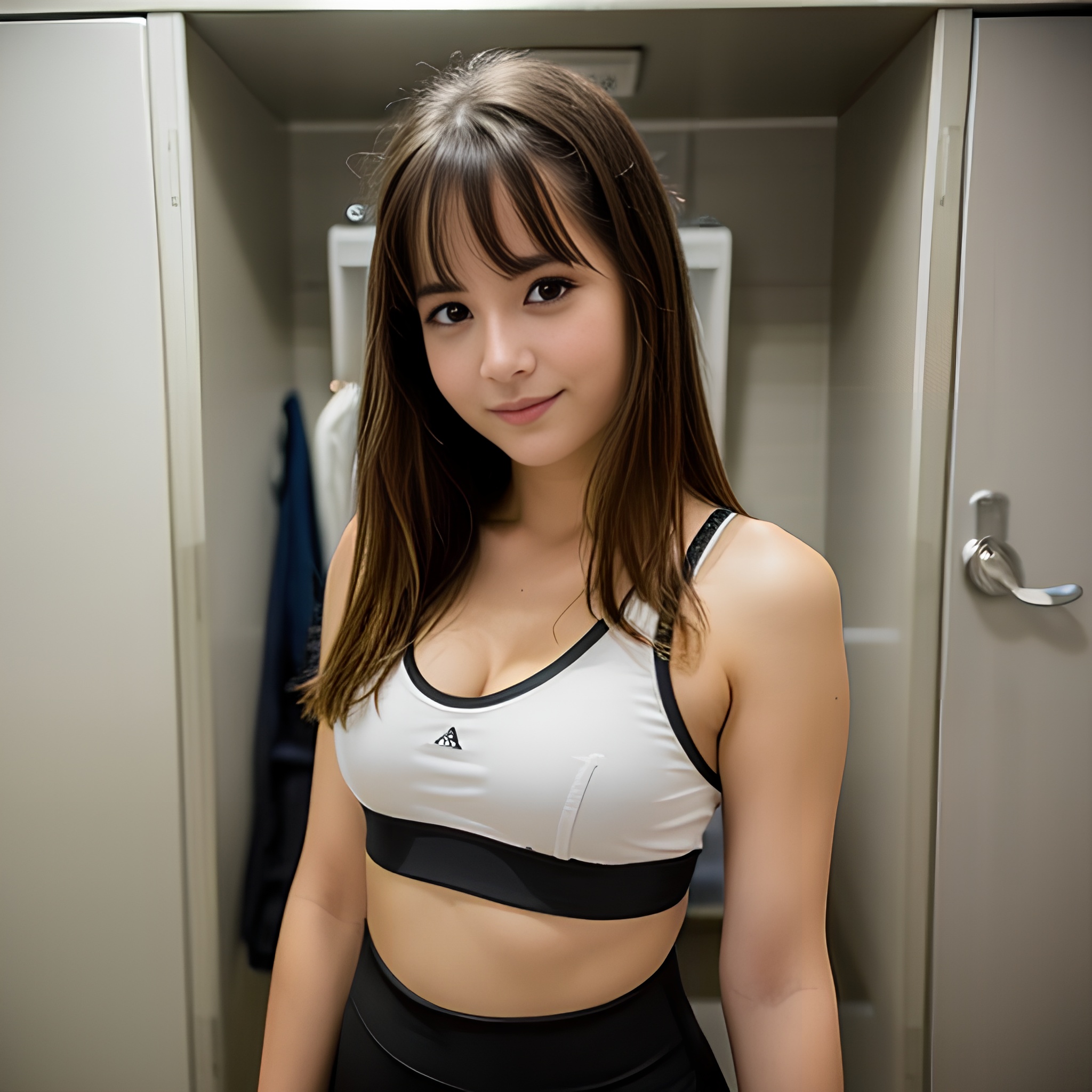 locker room messy hair blowjob yoga pants
