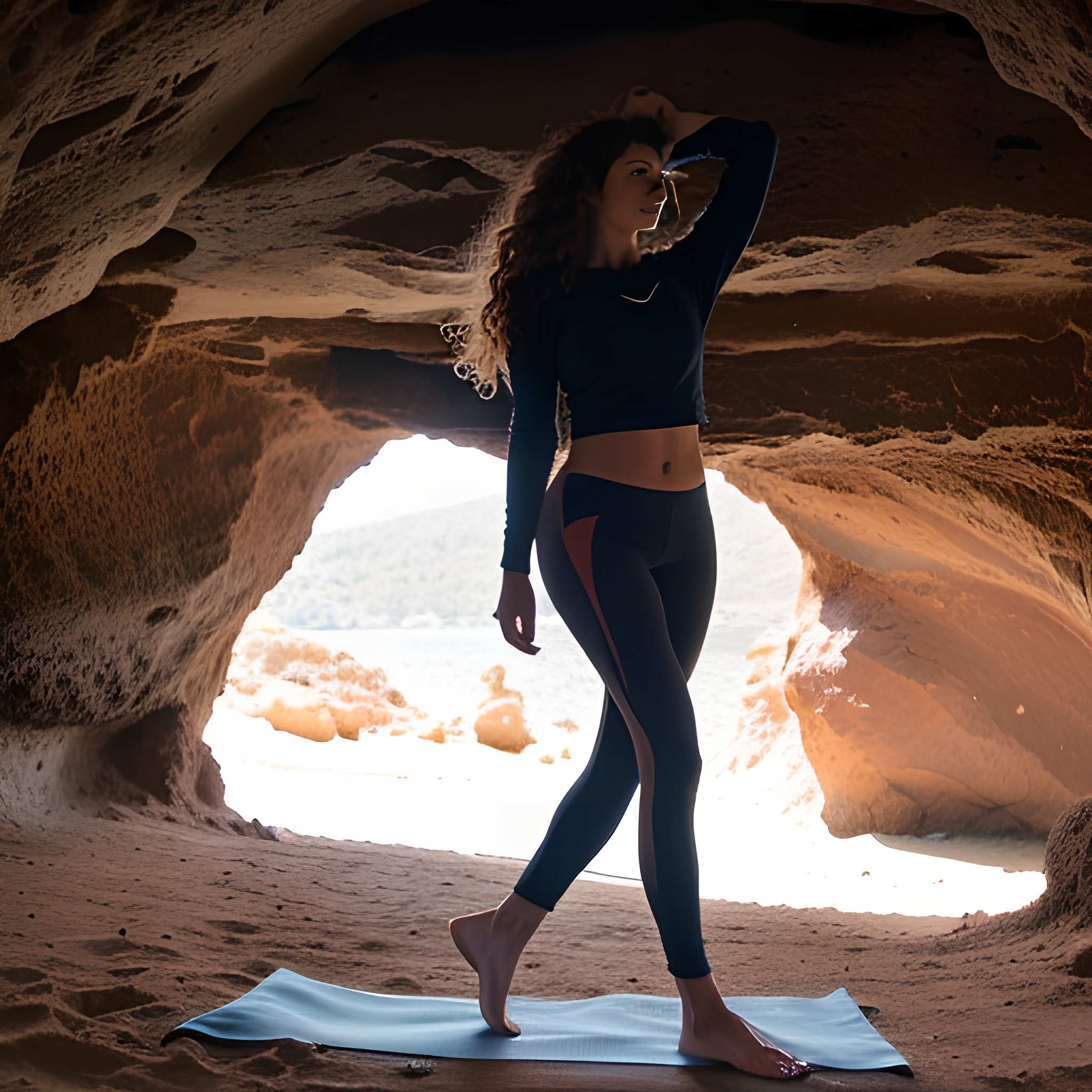 long hair cave curly hair yoga pants 