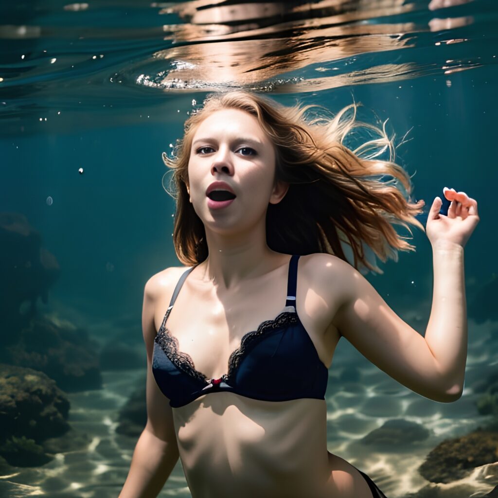 messy hair underwater lingerie 