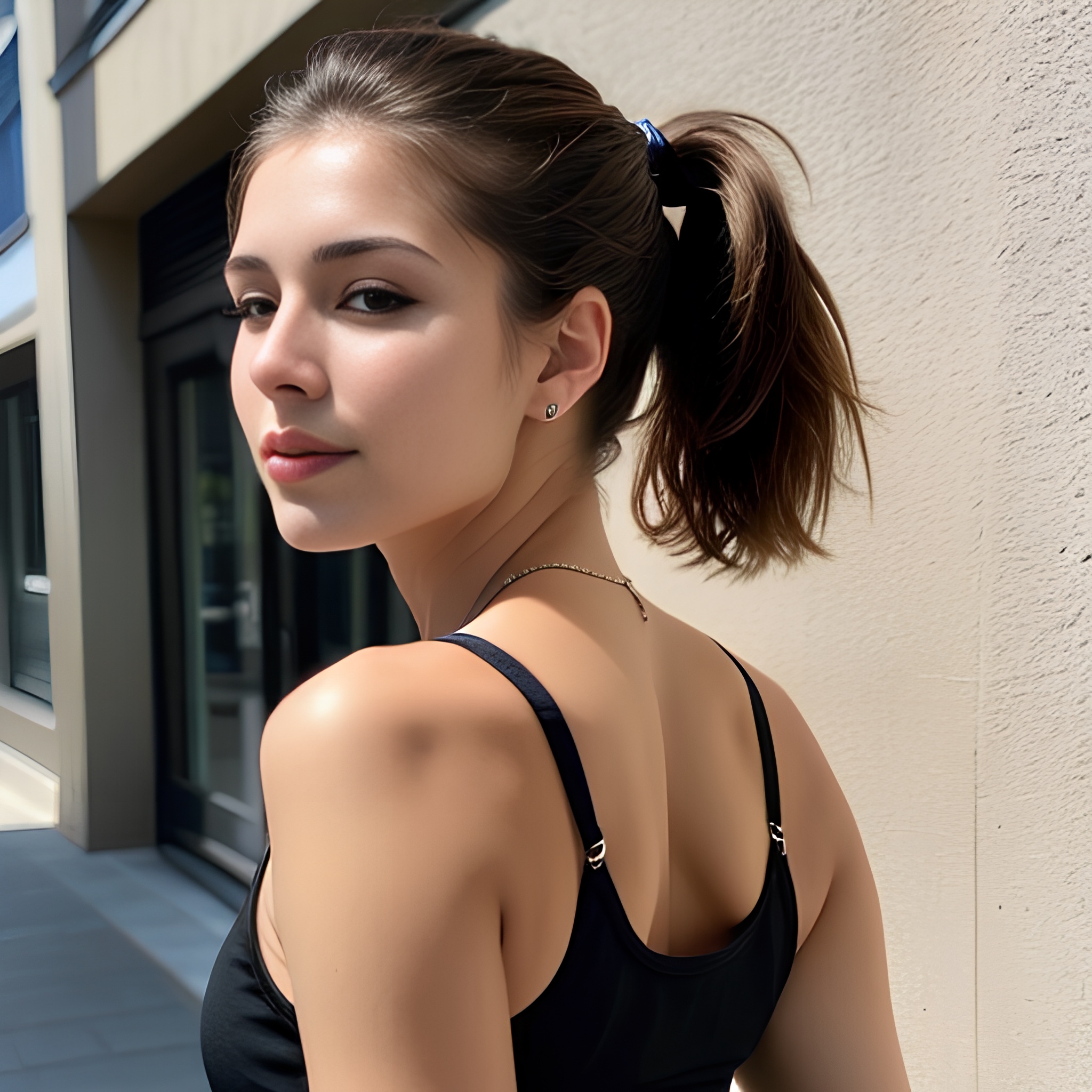 middle eastern ponytail haircut yoga pants