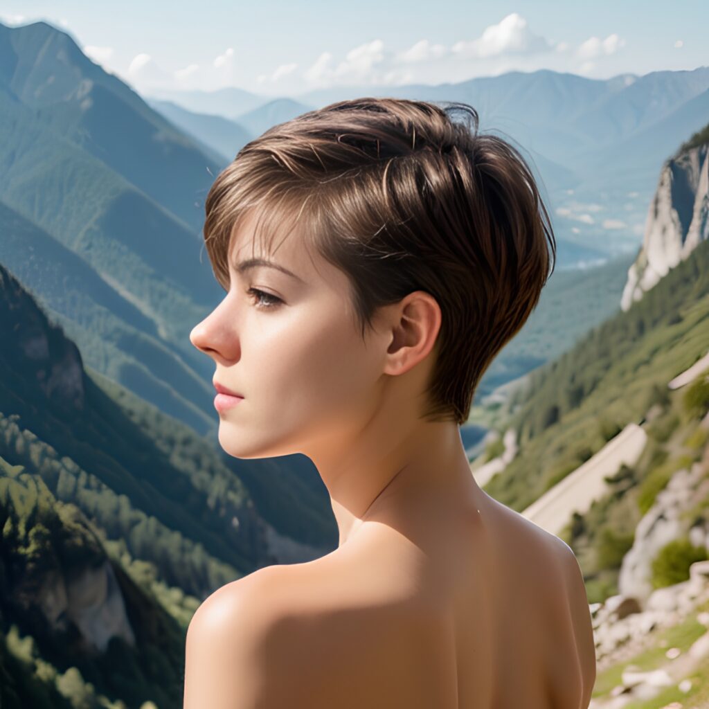 pixie haircut back mountains 