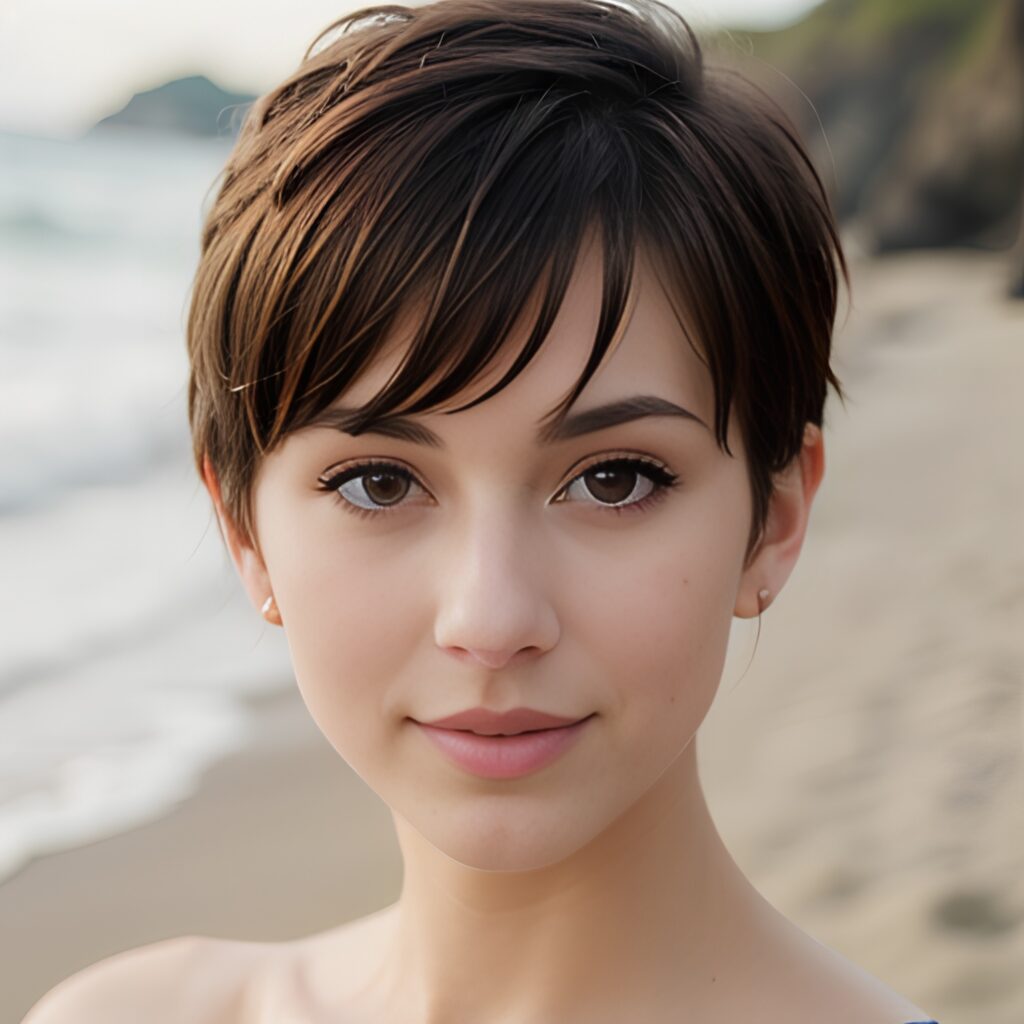 pixie haircut close beach 