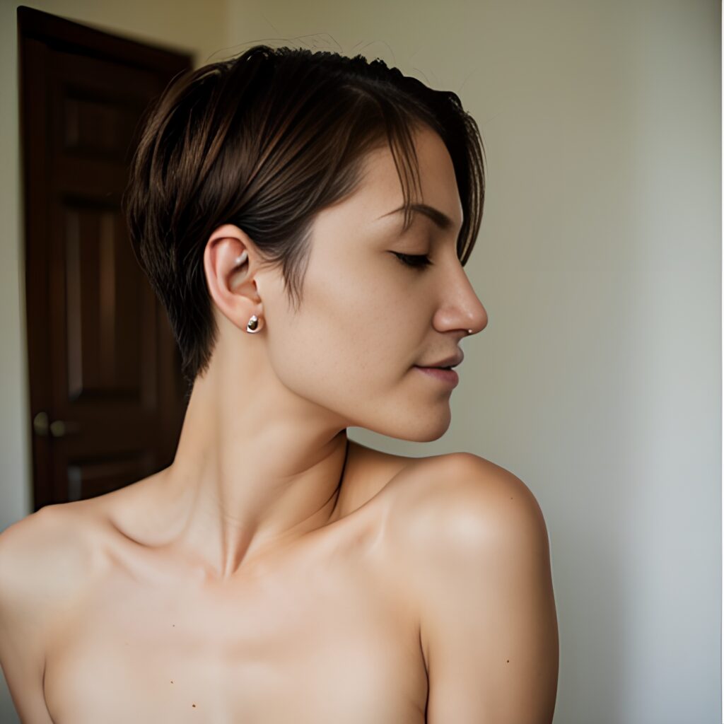 pixie haircut cum on body middle eastern 