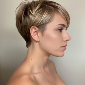 pixie haircut cum on face beautiful side