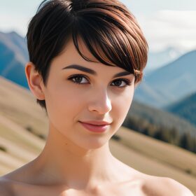 pixie haircut mountains close