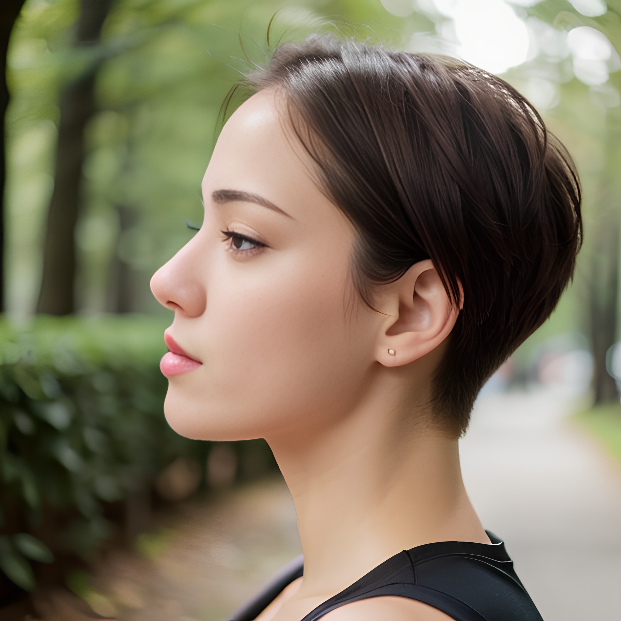 pixie haircut yoga pants cum on face