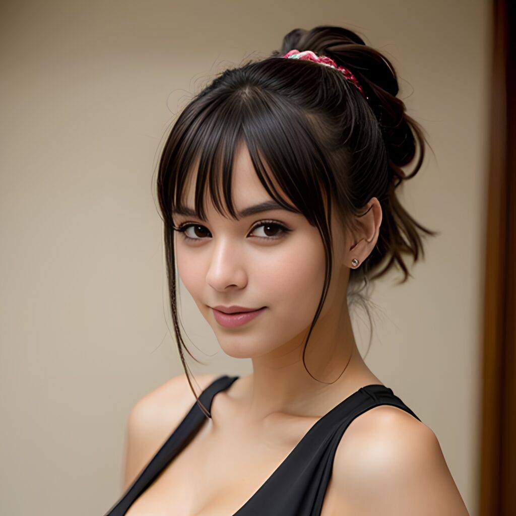 ponytail haircut cleavage 