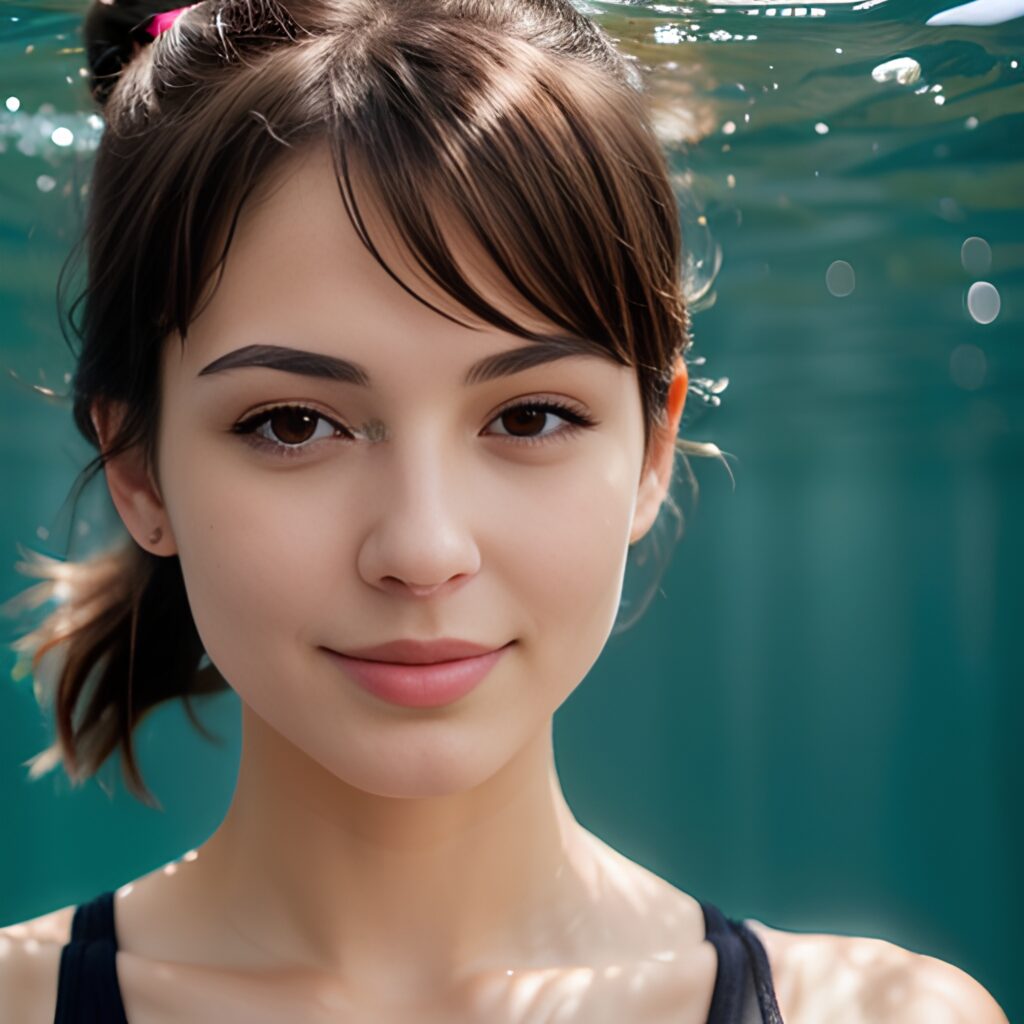 underwater close ponytail haircut yoga pants 