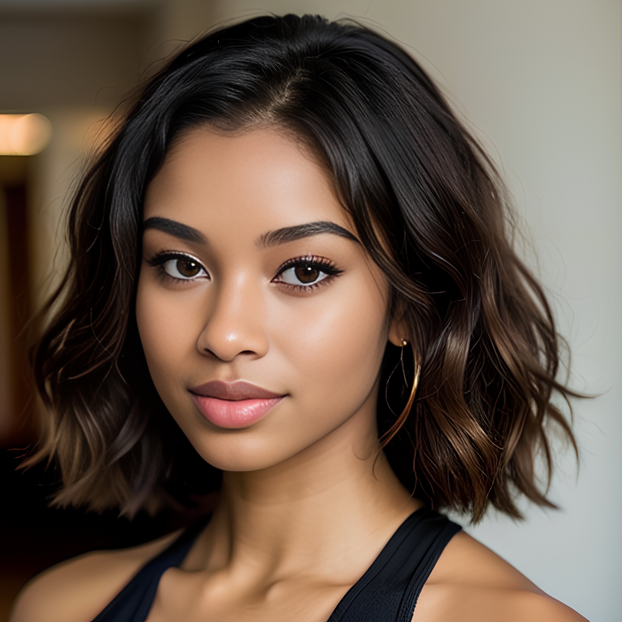 yoga pants bangs hair