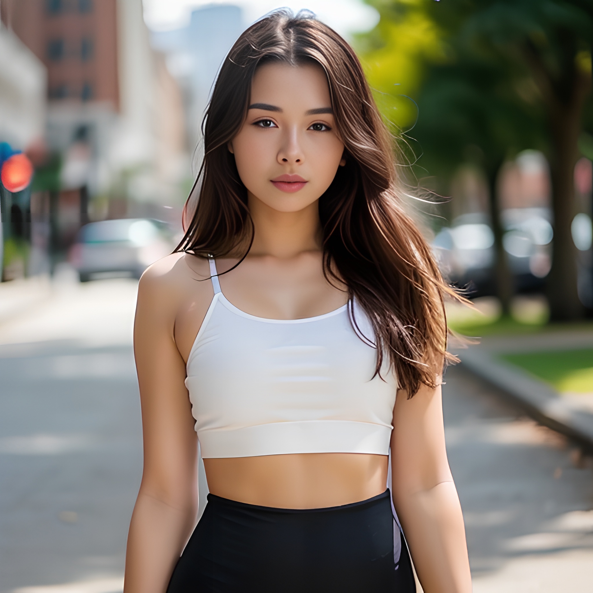 yoga pants messy hair