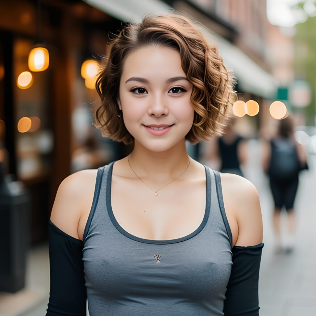 yoga pants pixie haircut 