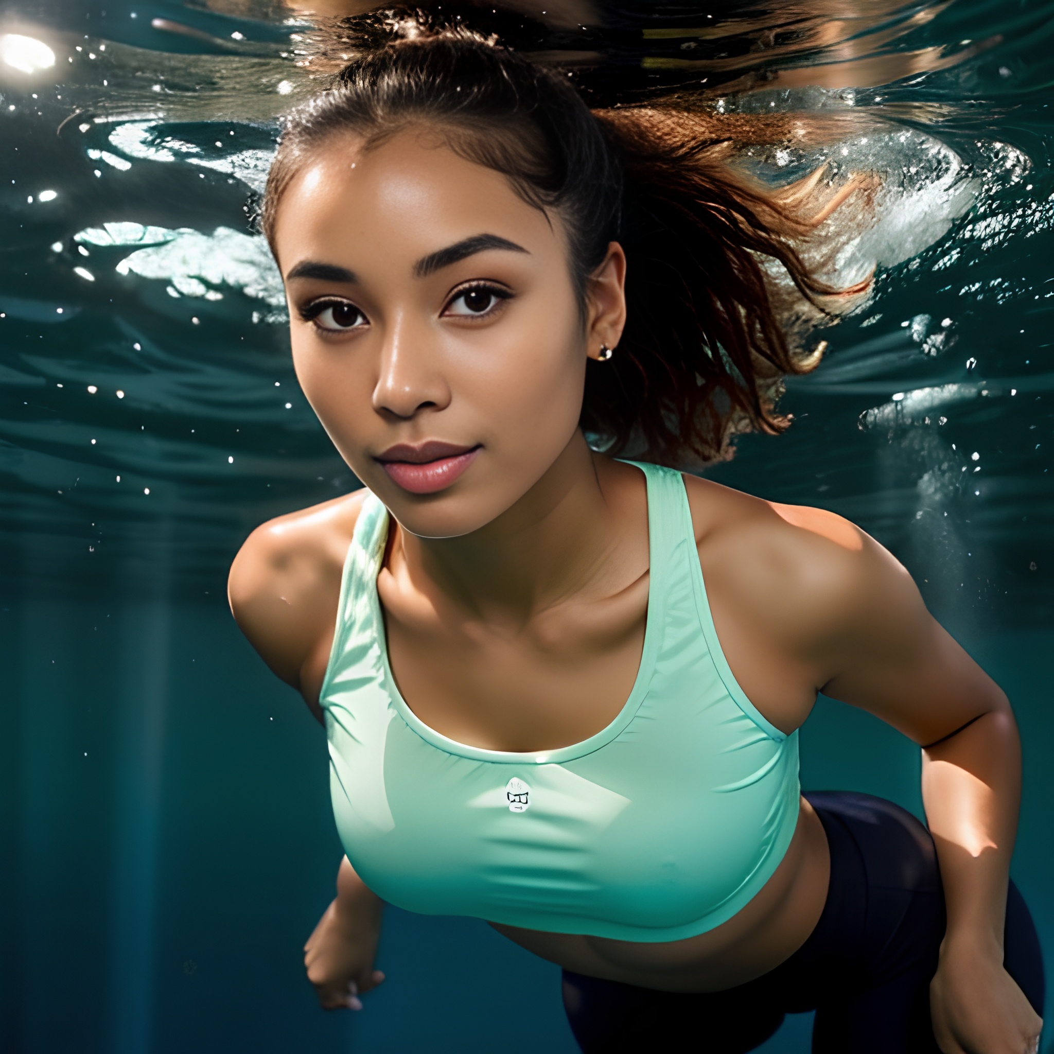 yoga pants underwater cum on body