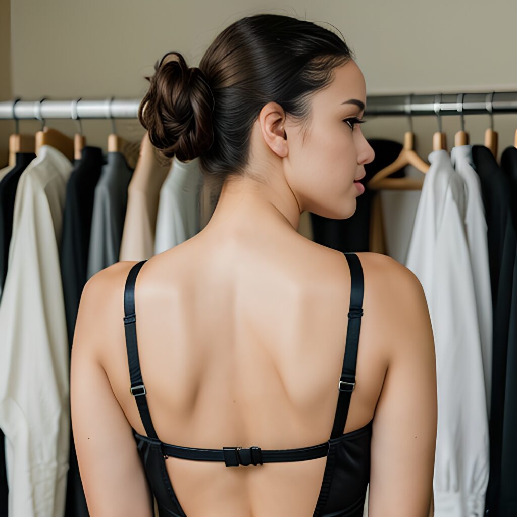 back changing room cleavage 