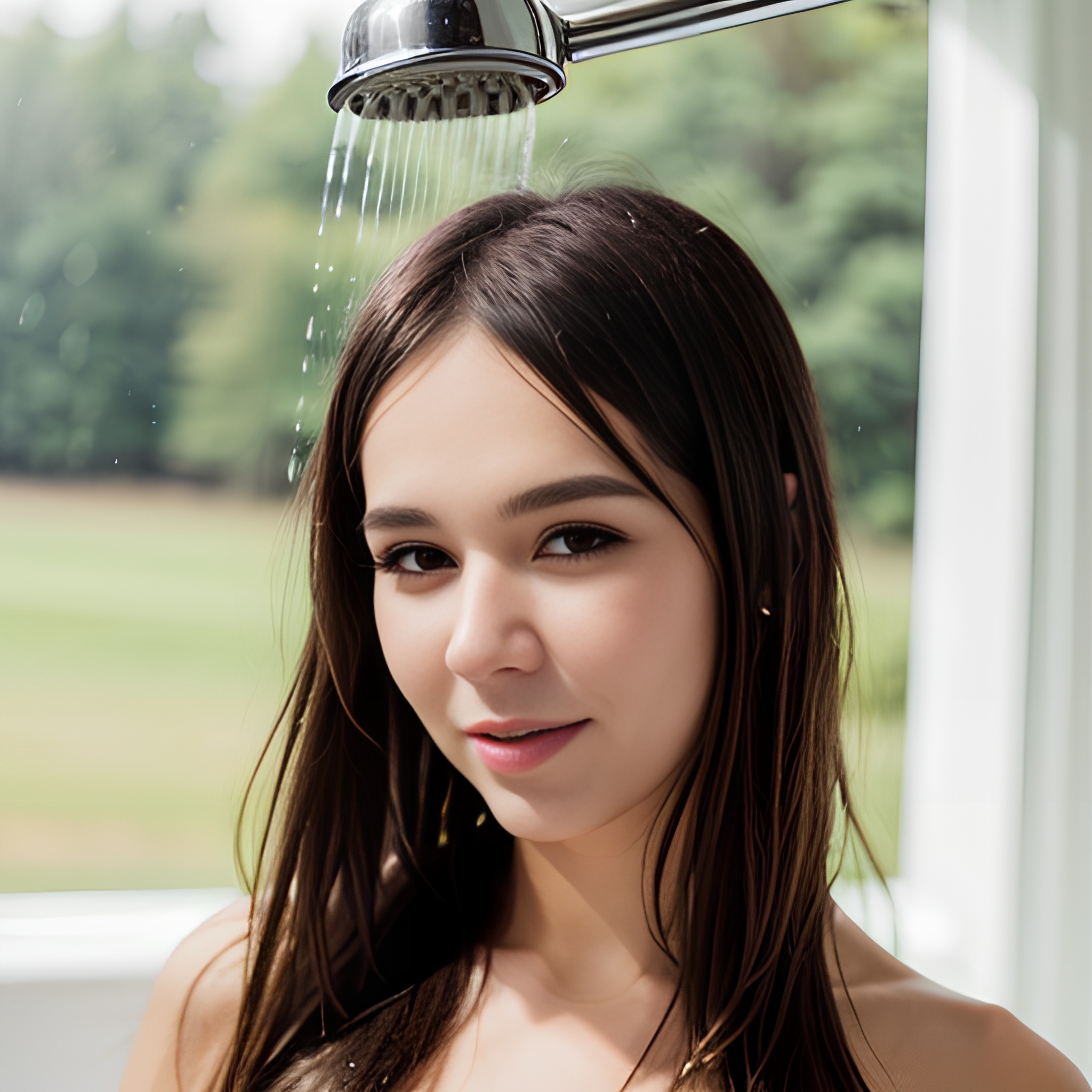 bangs hair close shower