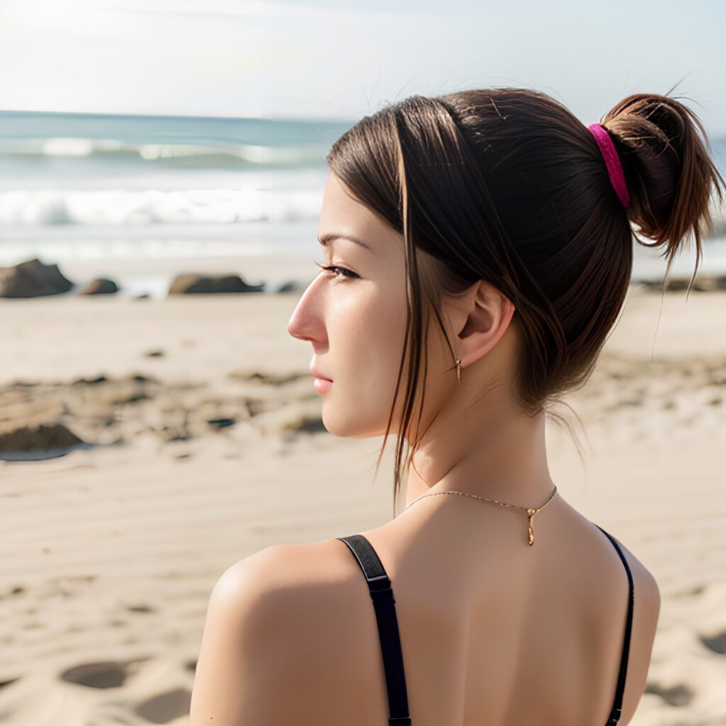 bra beach back ponytail haircut 