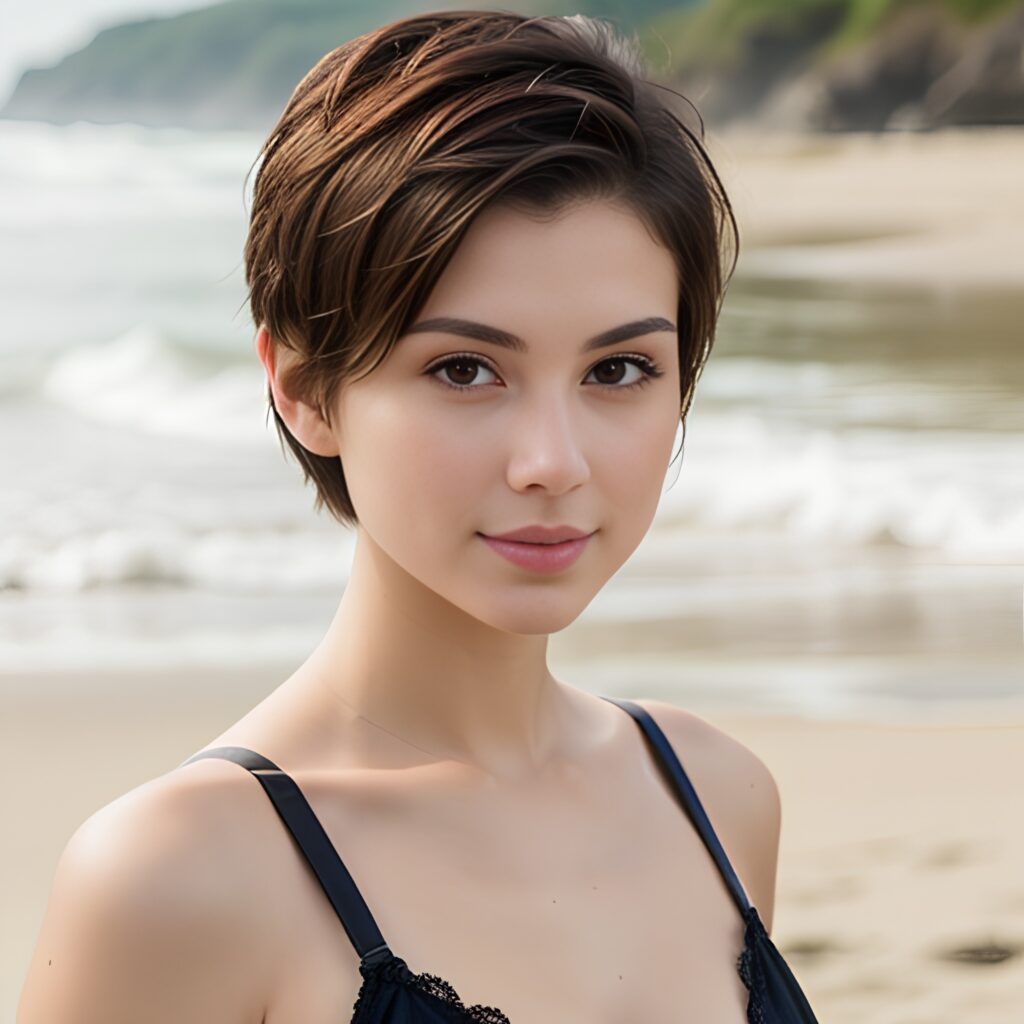 indian pixie haircut bra beach 